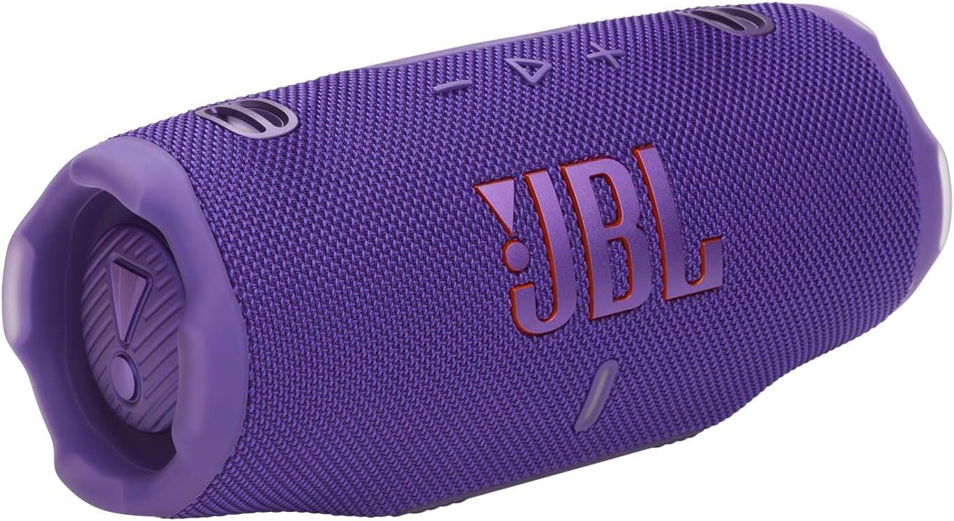 Left. JBL - Charge 6 Portable Waterproof Bluetooth Speaker with Carrying Case - Purple.