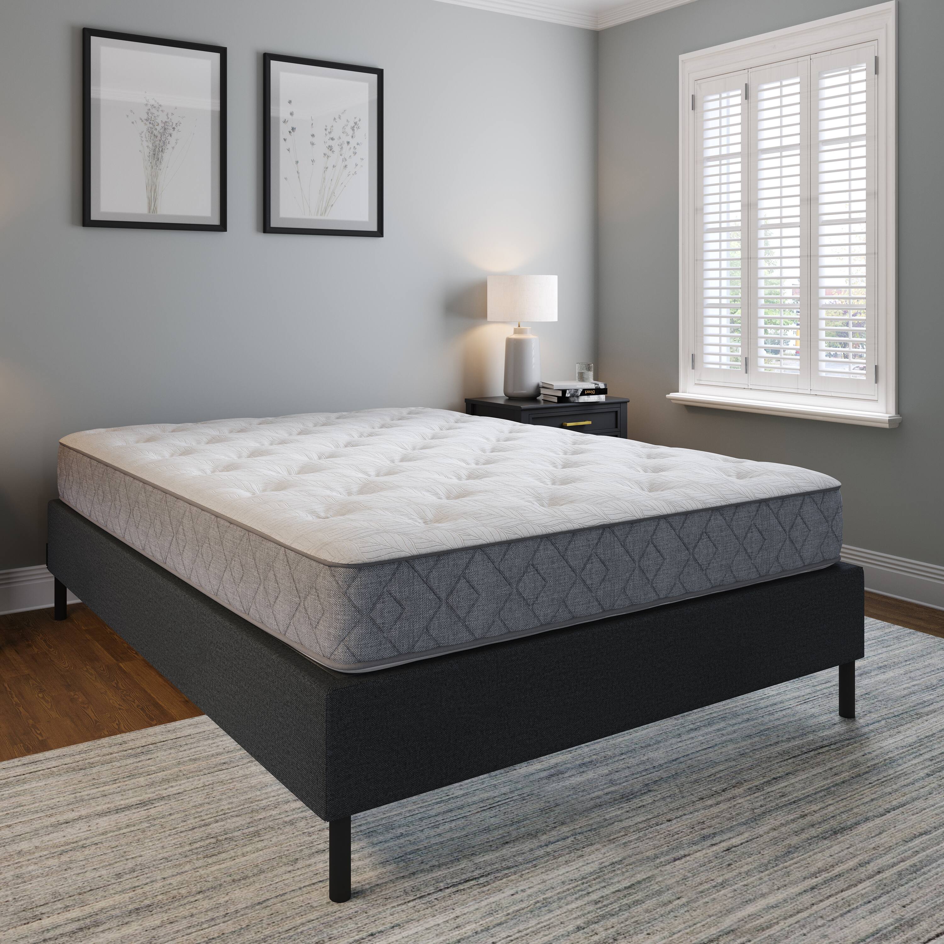 Alt View 7. Boyd Sleep - 2-in-1 Metal Mattress Foundation & Bed Frame, Roll-Out Slats, Removable Legs, Headboard Brackets - Black.