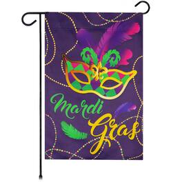G128 - Garden Flag Mardi Gras Masquerade Mask 12 x 18 in Blockout Fabric - Assorted Colors