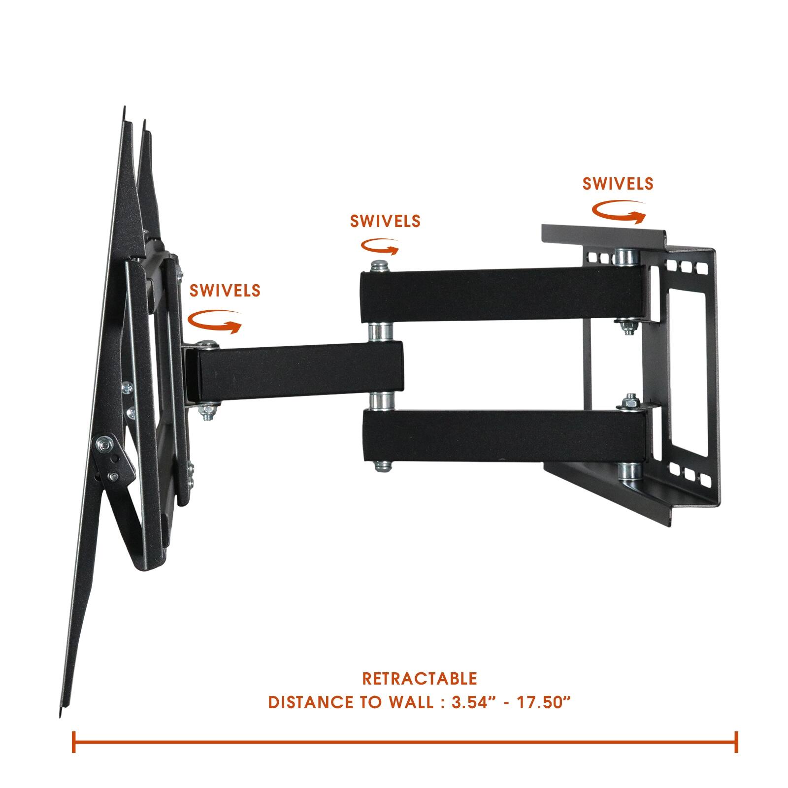 SWIVELS
SWIVELS
SWIVELS
RETRACTABLE
DISTANCE TO WALL: 3.54" - 17.50"