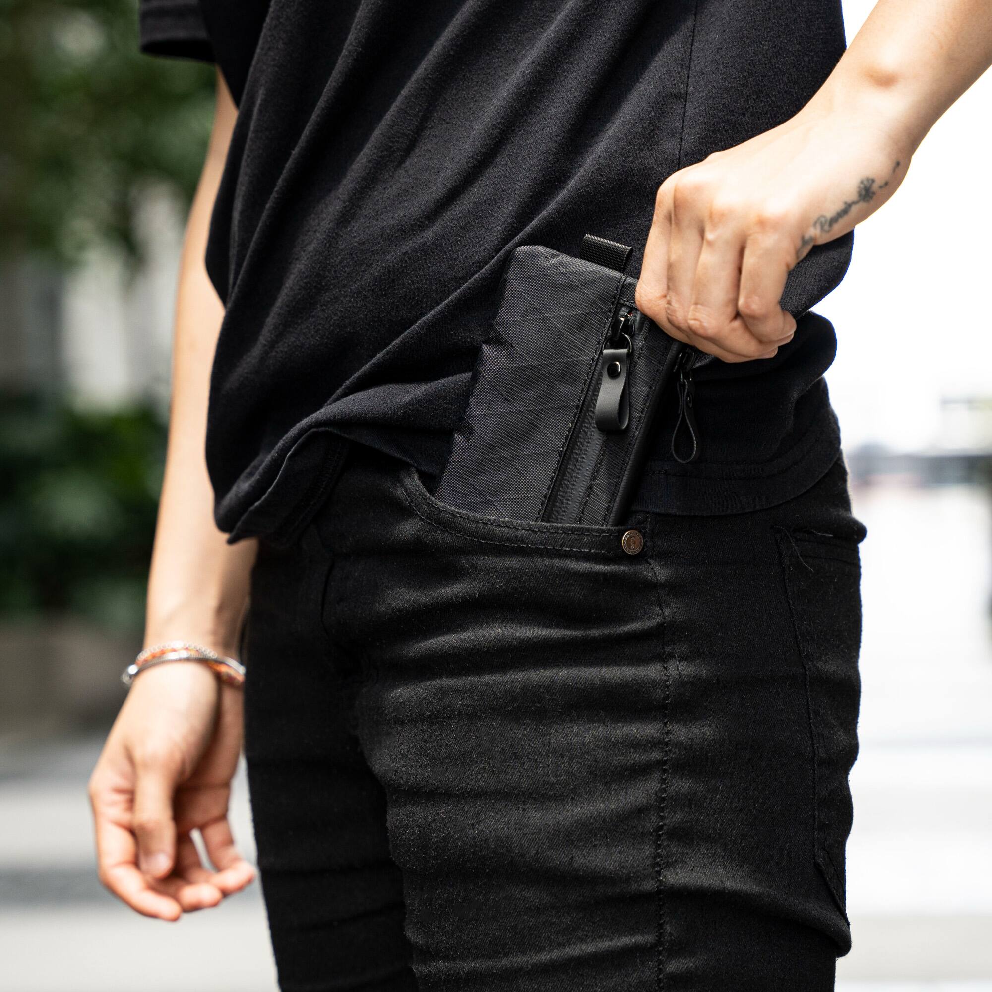 Alt View 10. ALPAKA - Zip Pouch - RFID-Blocking Small Cash and Card Zip Wallet with Weatherproof Fabrics, EDC Pouch for Men Travel - Black X-Pac VX21.