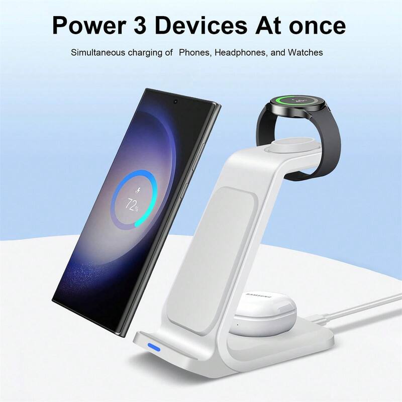 Power 3 Devices At once  
Simultaneous charging of Phones, Headphones, and Watches