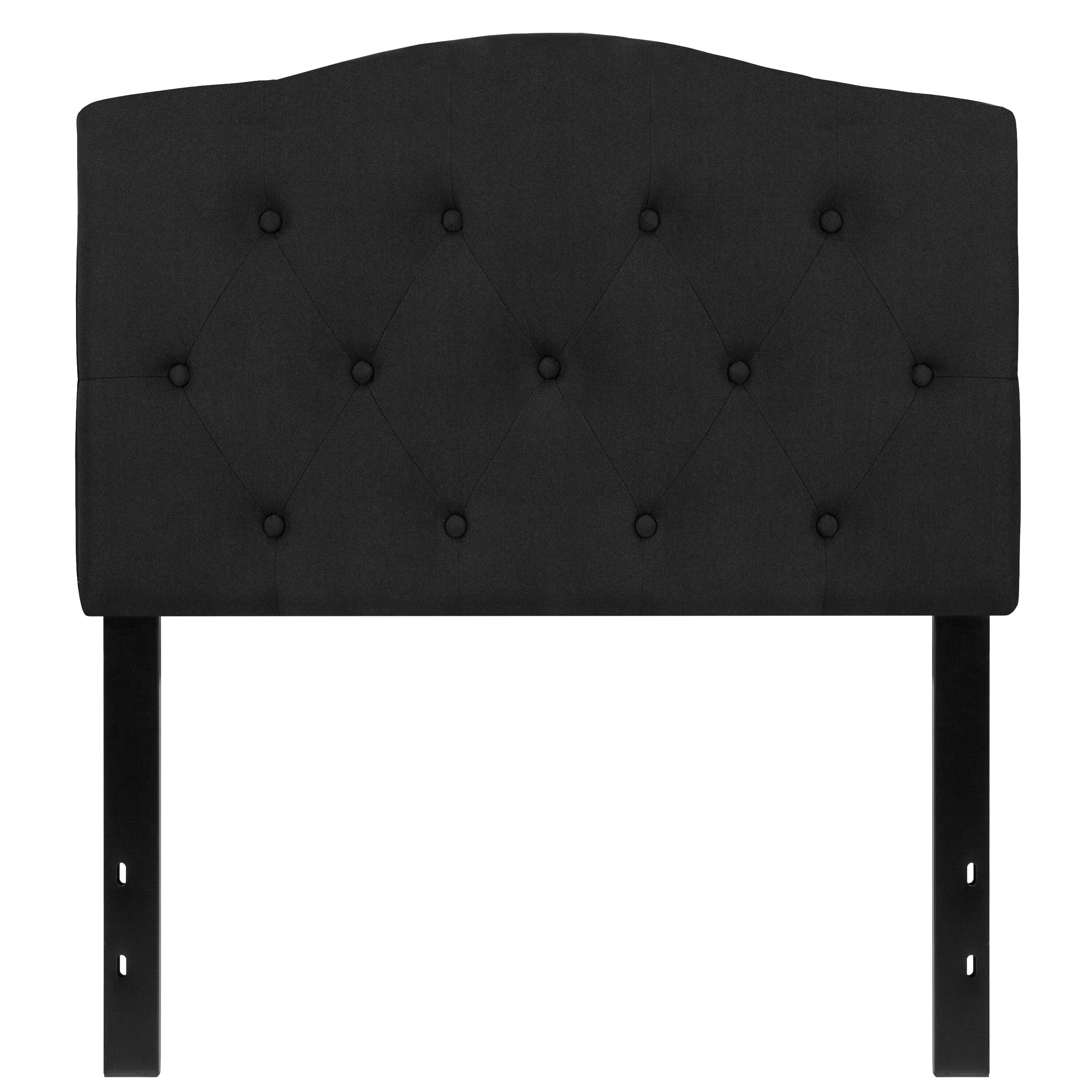 Alt View 5. Emma + Oliver - Arched Button Tufted Upholstered Headboard - Black.