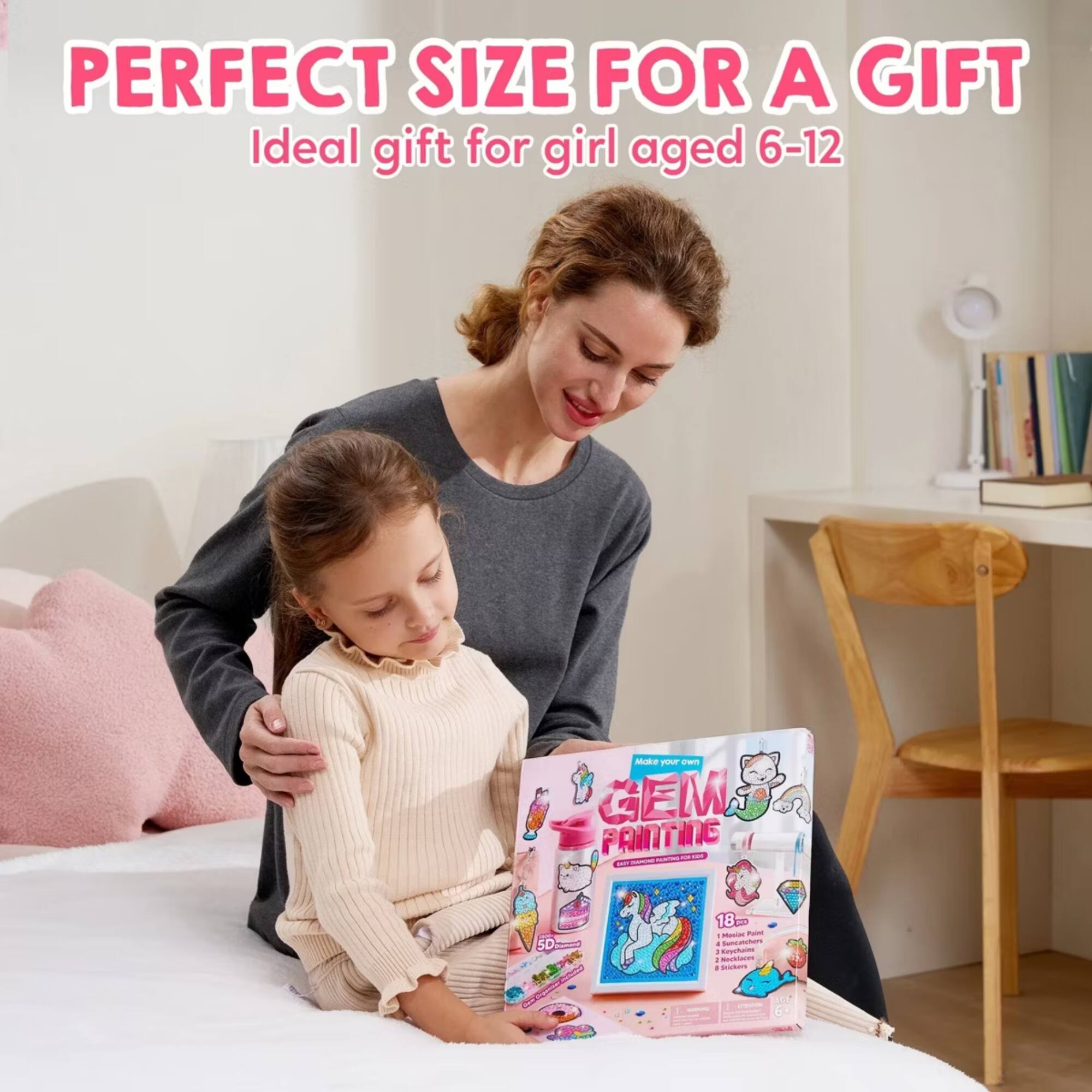 PERFECT SIZE FOR A GIFT  
Ideal gift for girl aged 6-12  

Me PON - GEM PAINTING SD 18
