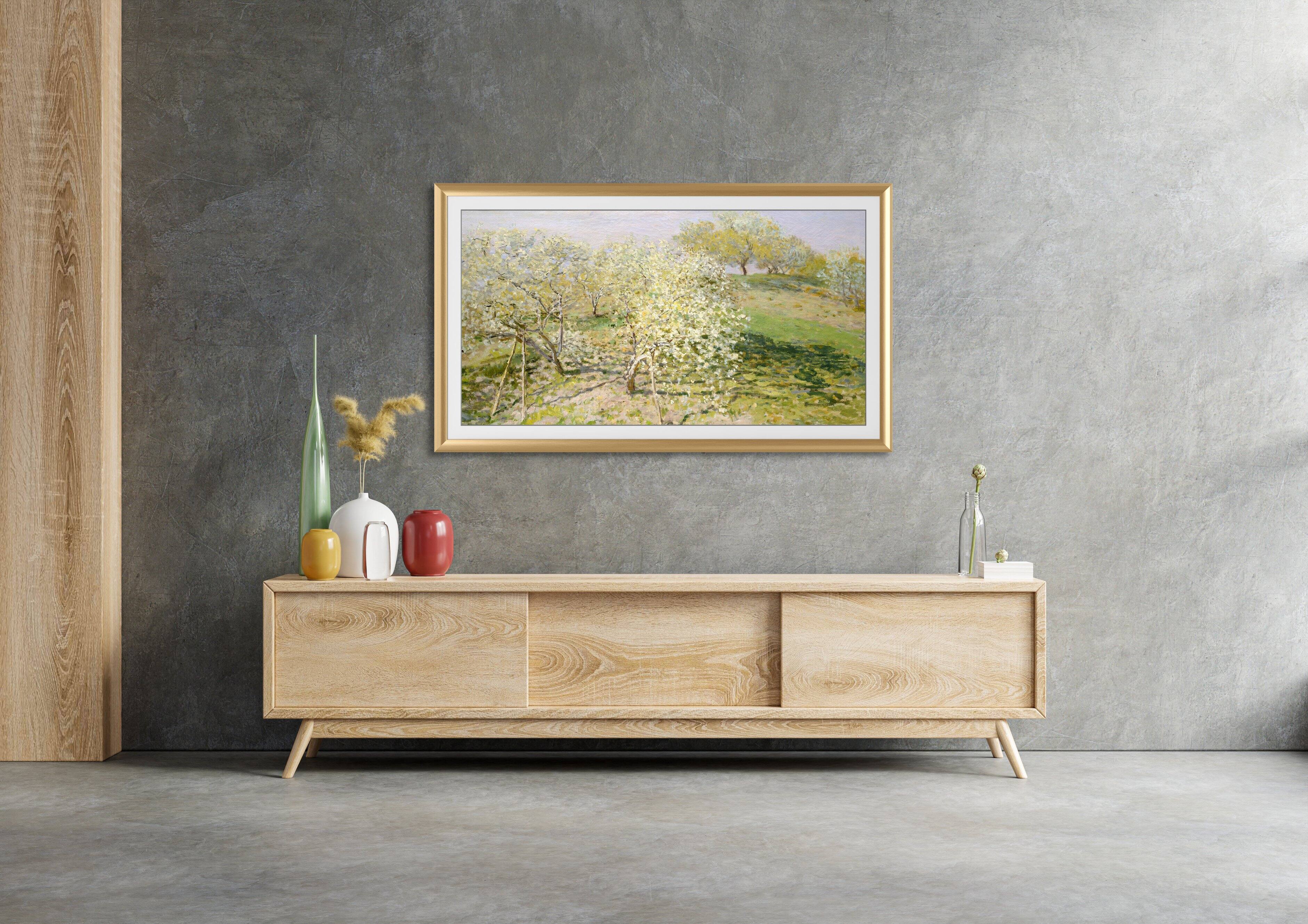 Angle. Deco TV Frames - Alloy Prismatic Bezel for Samsung The Frame TV - 65" - Pale Gold.