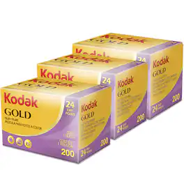 3 Packs Kodak GOLD 200 Color Negative Film 35mm Roll Film, 24 Exposures