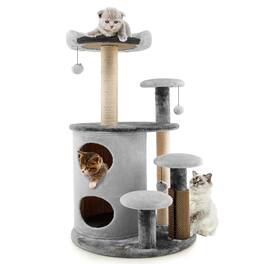 Costway - 40" Cat Tree Tower Multi-Level Activity Tree with 2-Tier Cat-Hole Condo