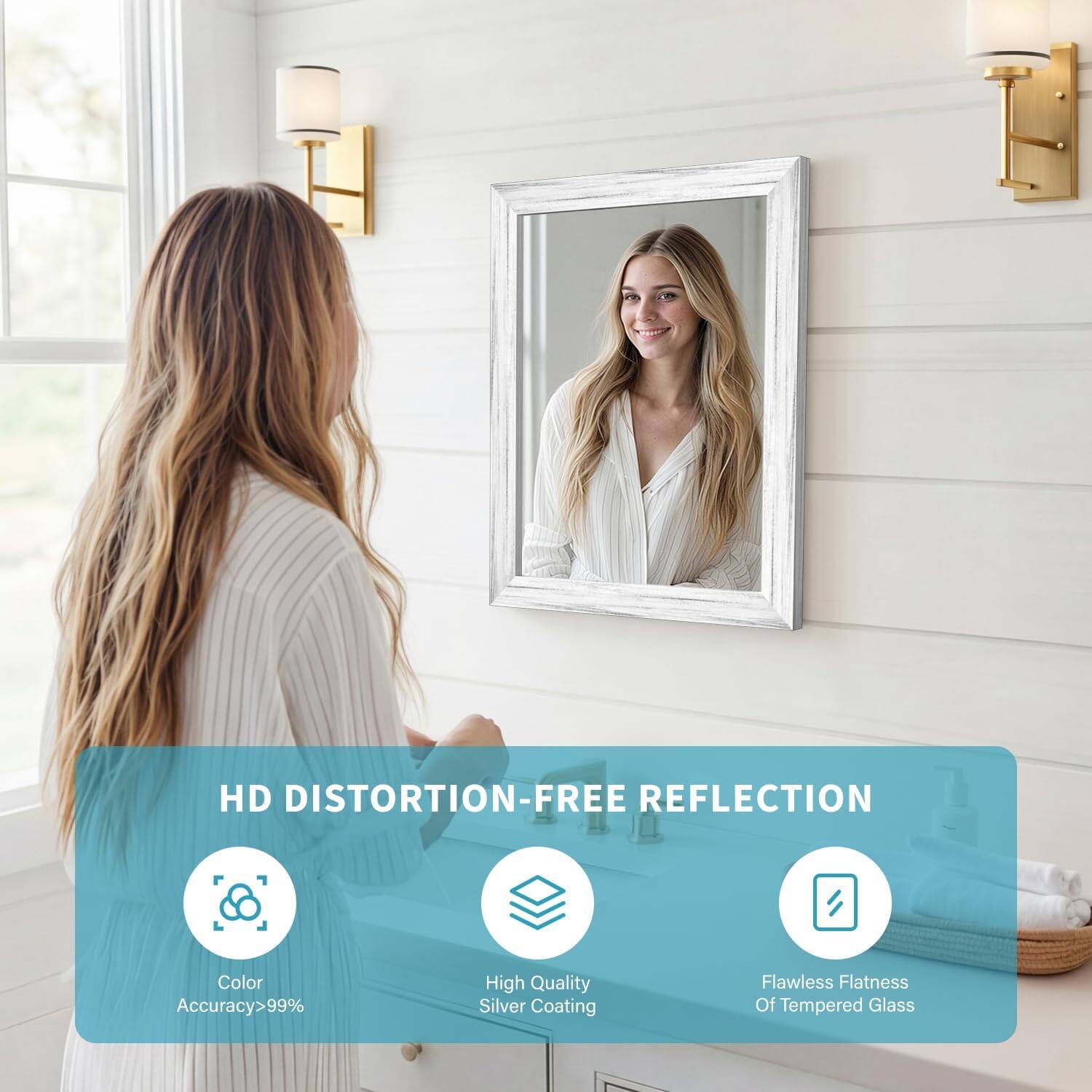 HD DISTORTION-FREE REFLECTION  
Color Accuracy >99%  
High Quality Silver Coating  
Flawless Flatness Of Tempered Glass