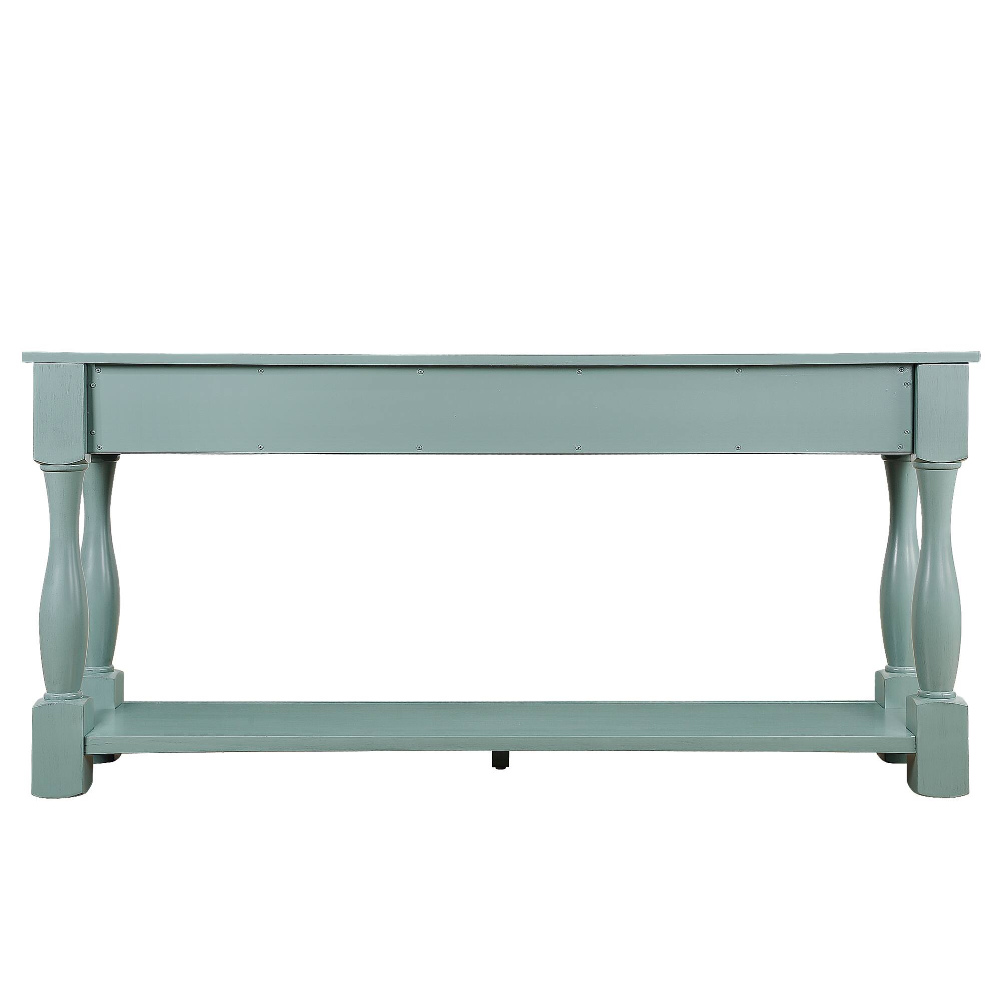 Alt View 7. GOODSILO - Extra-Long Wooden Console Table with Three Drawers and Bottom Shelf for Entryway or Hallway Use - Retro Blue.
