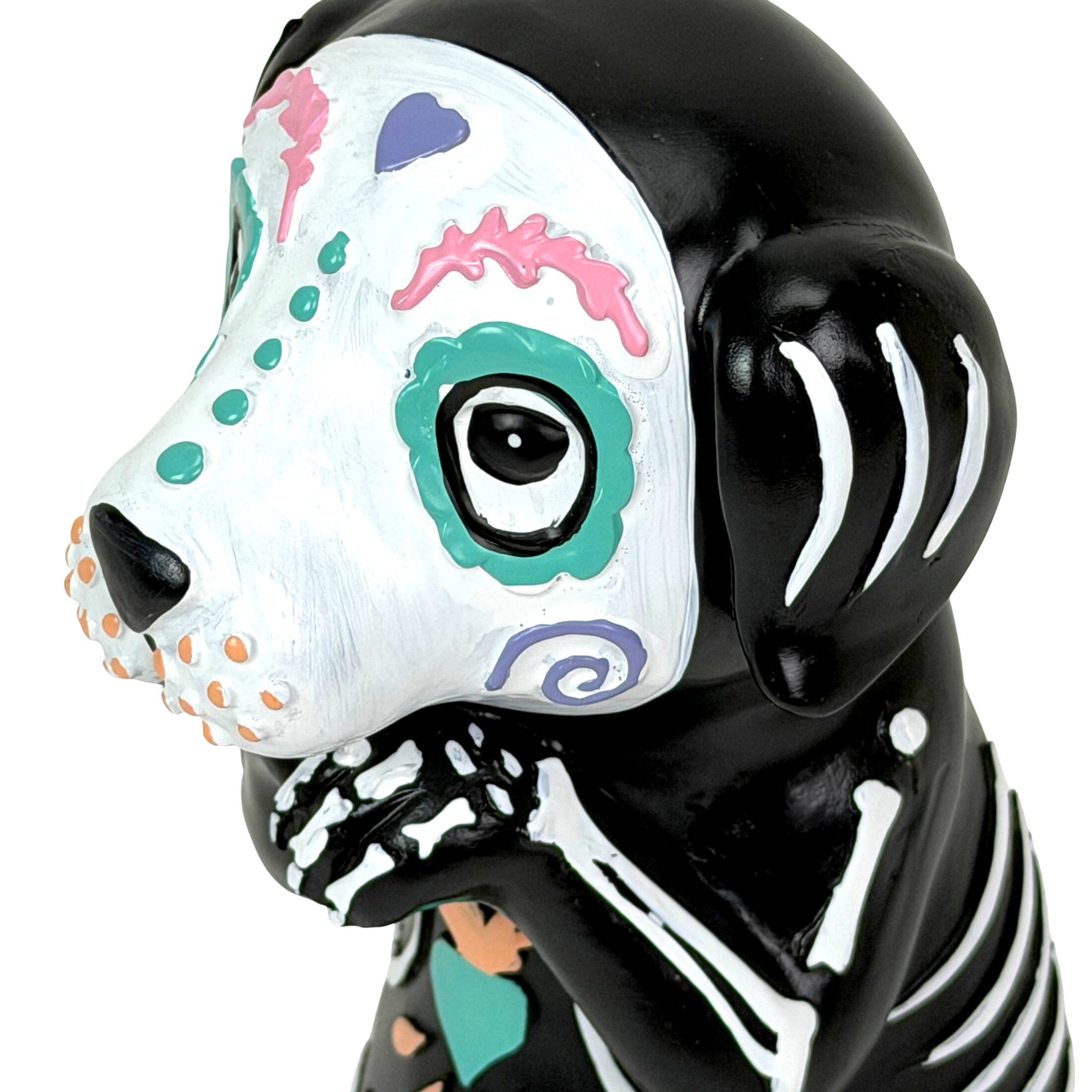 Alt View 9. Things2Die4 - Day of the Dead Skeleton Dog Figurine Glossy Resin 8.75 Inch Halloween Decor - Multicolor.