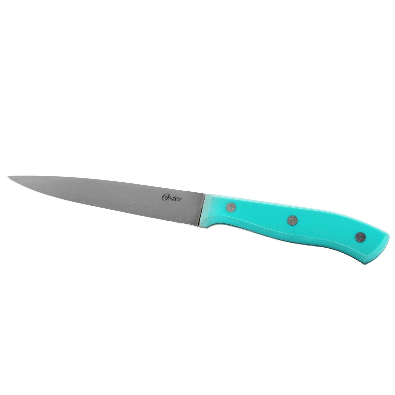 Alt View 9. Oster - Oster Evansville 14 Piece Stainless Steel Blade Cutlery Set with Turquoise Plastic Handles - Turquoise.