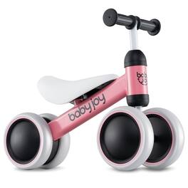 Costway - 4 Wheels Baby Balance Bike for 2 Years Old Boys Girls with Soft Seat Ride On Toy - Pink