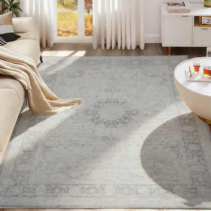 Front. RYHNUYNE - 5x7 Area Rugs Living Room Rug Washable Vintage Boho Rug No Slip Stain Resistant Soft Carpet Indoor Floor Floral Carpets - Painting.