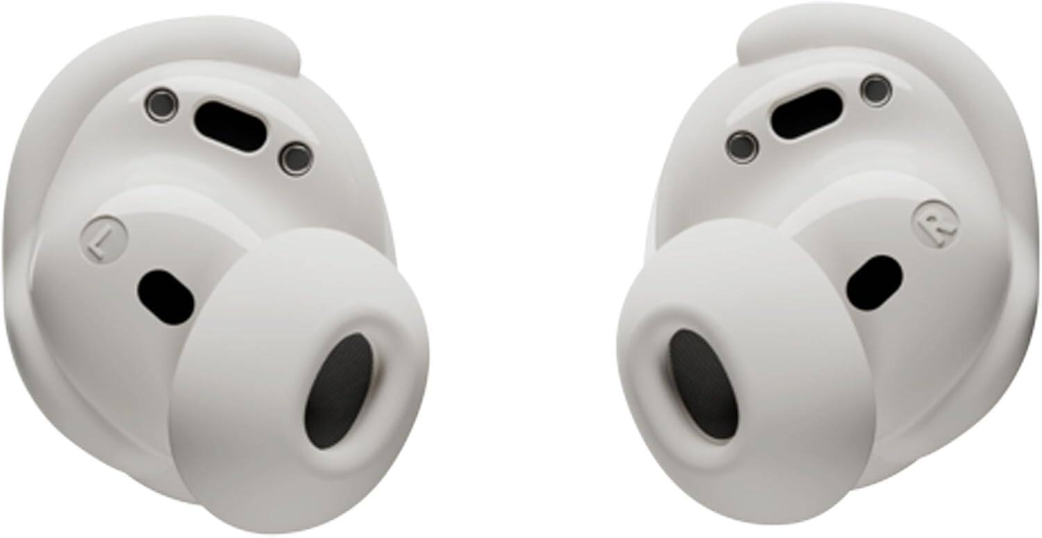 Left. Bose - Bose QuietComfort Earbuds Bundle with Fast Charger - Noise Cancellation (White) - White.