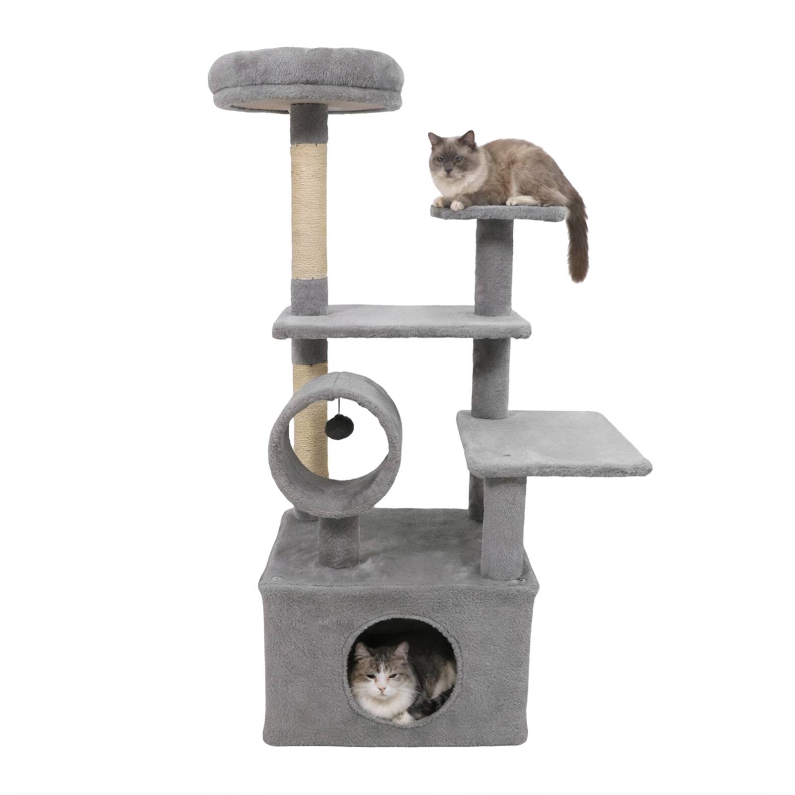 Gymax - 48'' Tall Cat Tree w/ Large Condo Padded Top Perch Jute Scratching Post Tunnel Light Grey price history on PriceWatchPro