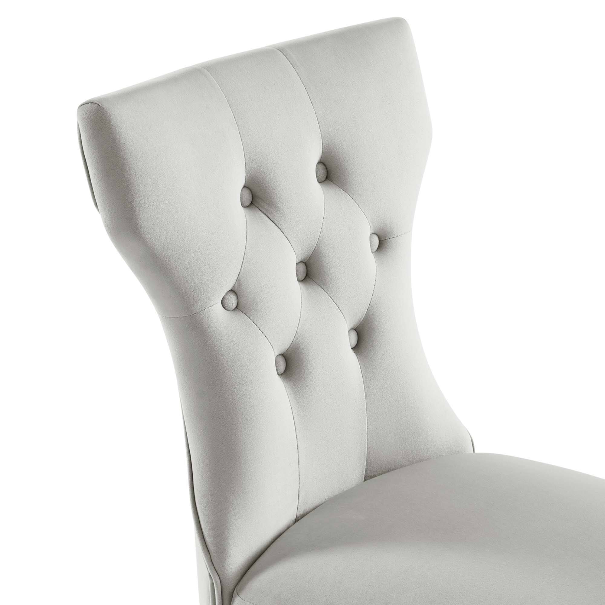 Alt View 5. Modway - Silhouette Performance Velvet Dining Chairs Set of 2 by Modway - Light Gray.