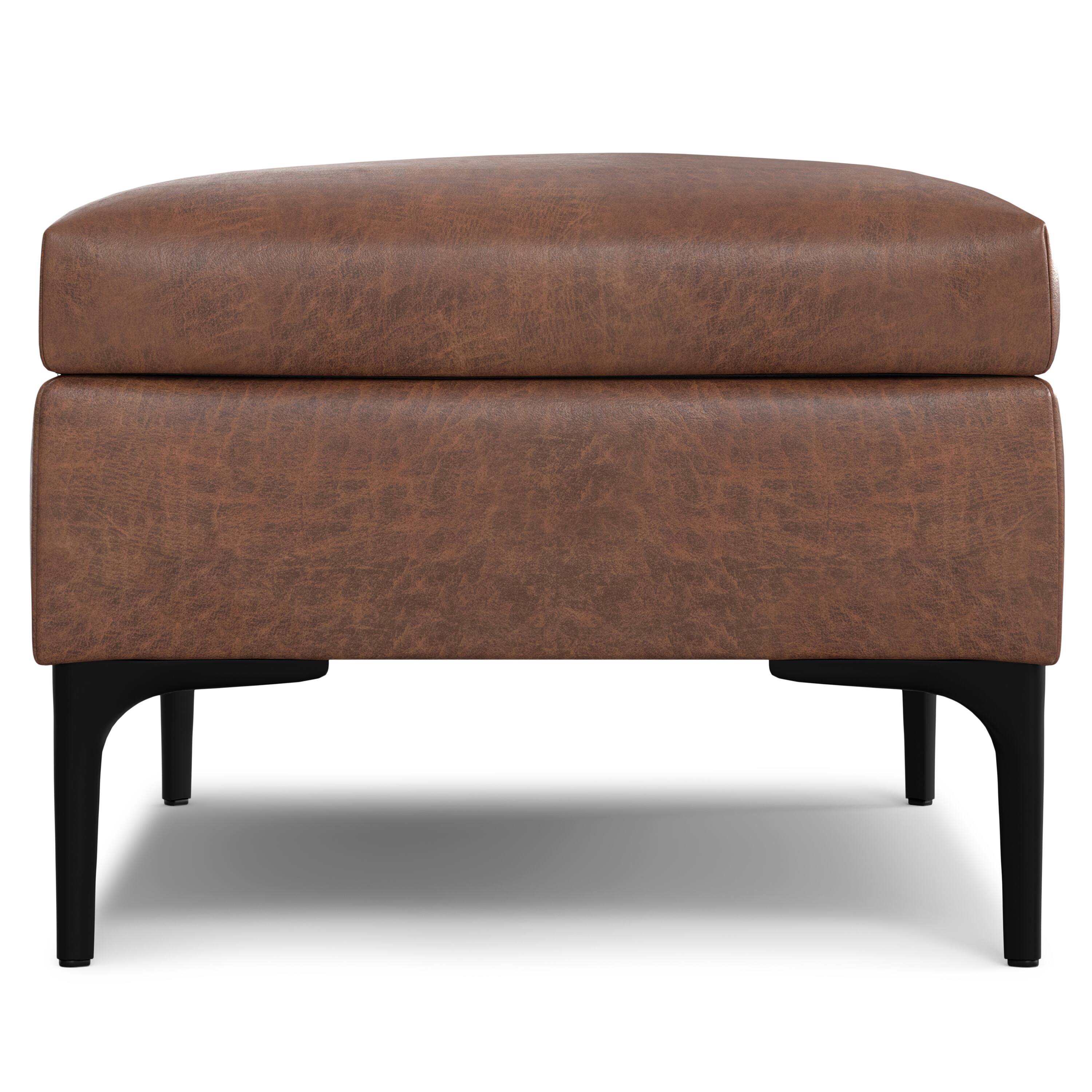 Alt View 2. Simpli Home - Rebecca 36 inch Wide Rectangular Coffee Table Storage Ottoman with Lift Up Lid in Distressed Saddle Brown Vegan Leather - Distressed Saddle Brown.