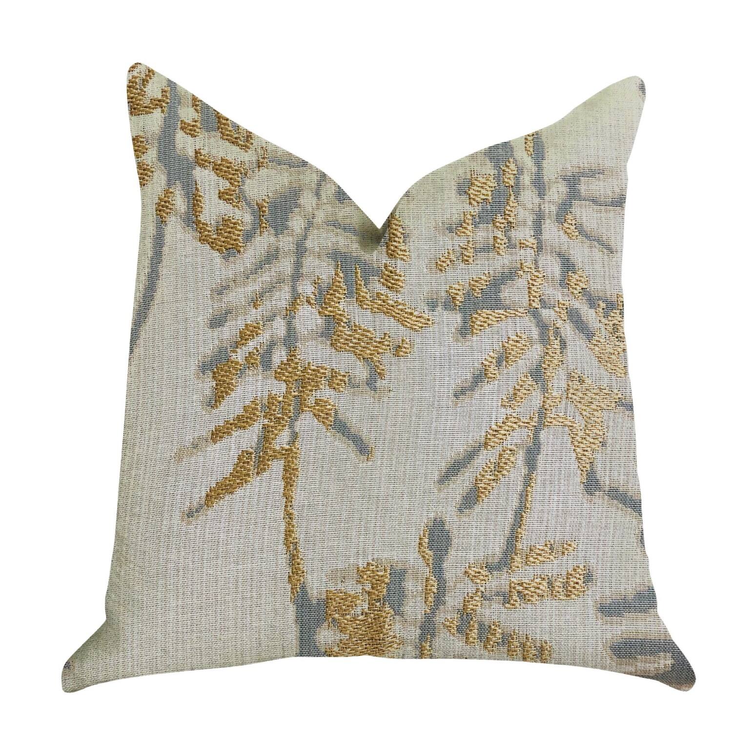 Front. Plutus Brands - Creekside Beauty Luxury Throw Pillow in and Tones - Double sided 20" x 26" Standard - Green, Gold.