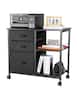 VEVOR - Metal File Cabinet, Mobile Filing Cabinet with 3 Fabric Drawers and 2 Open Shelves - Black