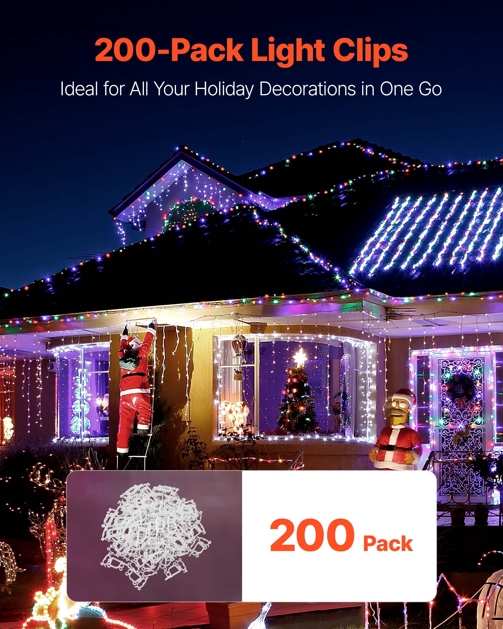 200-Pack Light Clips  
Ideal for All Your Holiday Decorations in One Go  

200 Pack