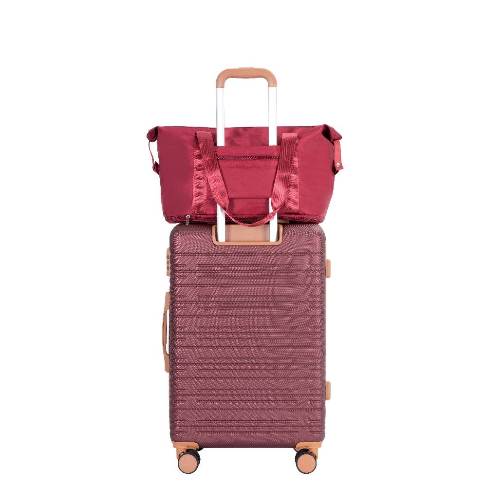 Left. Ropilly - Ropilly 5 Piece Luggage Set Wine Red Hard Case Luggage with TSA Lock - Wine Red.