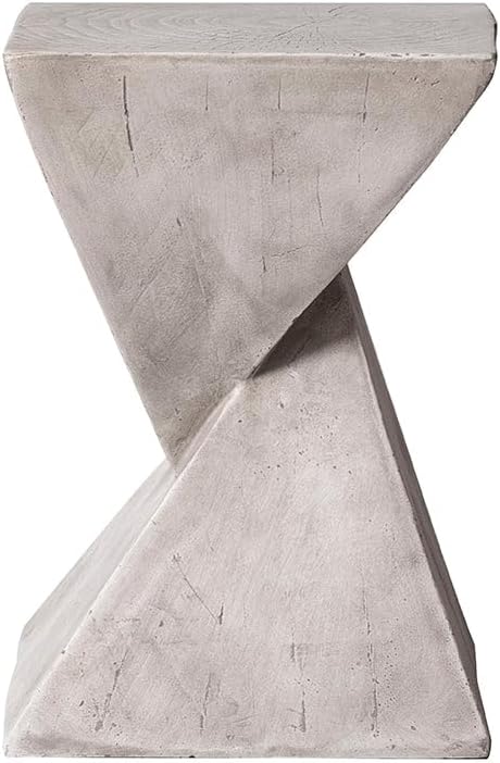 Alt View 1. LeisureMod - Glint Modern Twisted Side Table, Fiberstone Indoor/Outdoor End Table, Stool or Plant Stand - Marble White.
