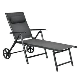 Boyel Living - Folding Patio Chaise Lounge Chair 41.0-in W x 58.0-in L x 29.5-in H 20.4-lb Net Weight - Gray
