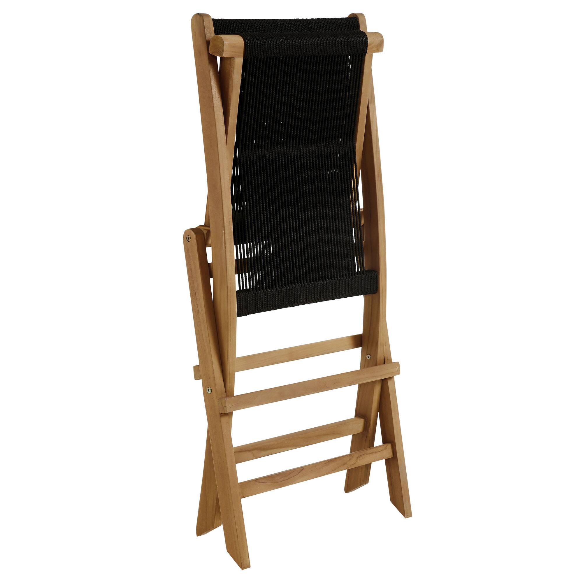 Alt View 7. Modway - Vienna Outdoor Patio Teak and Rope Folding Chairs Set of 4 by Modway - Natural Black.