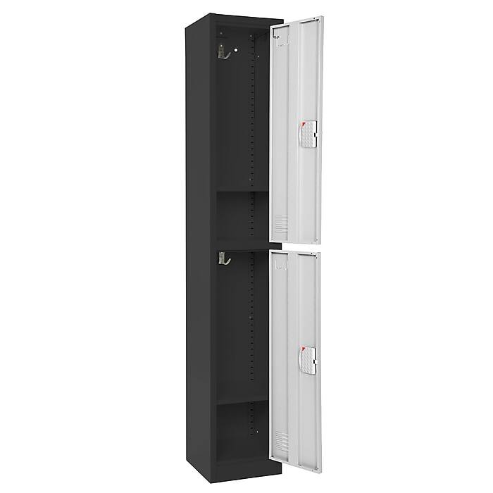 Alt View 1. AdirOffice - 629-Series 72" H 2-Tier Steel Digital Lock 2-Shelf Locker, 4/Pack - Black and White.