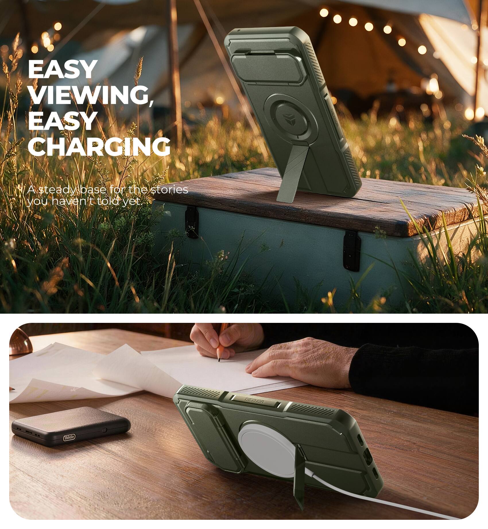 EASY VIEWING, EASY CHARGING

A steady base for the stories you haven't told yet.

DEKNOA