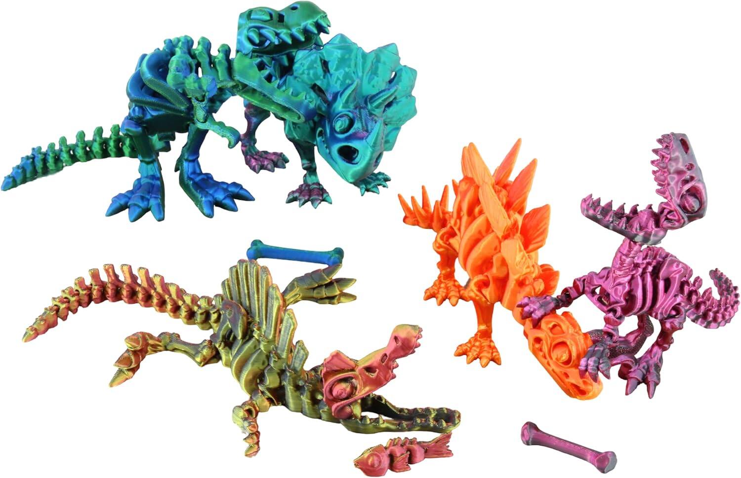 JuzToys 5PCS 3D Printed Dinosaur Skeletons T Rex Triceratops ...
