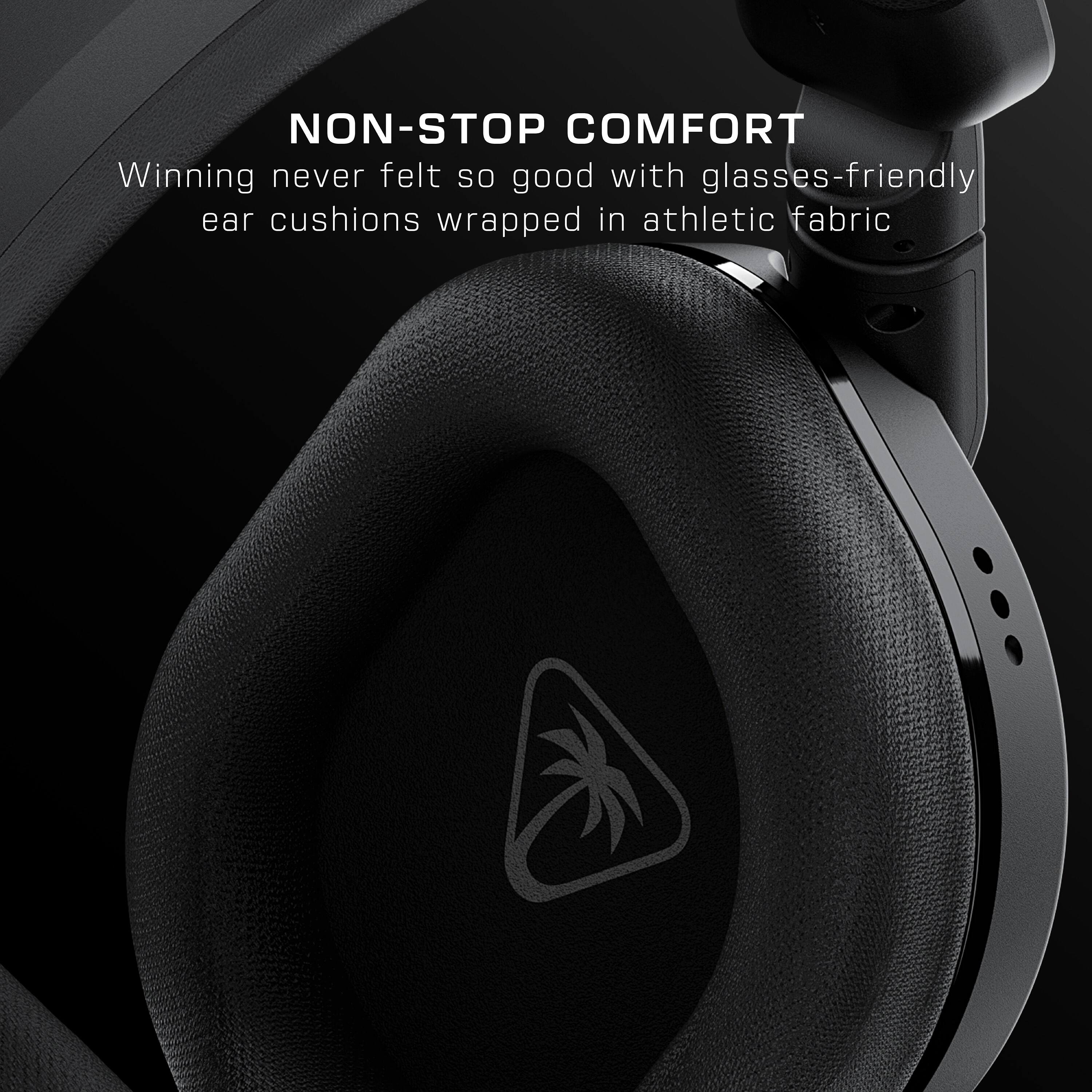 Non-Stop Comfort: Winning never felt so good with glasses-friendly ear cushions wrapped in athletic fabric.