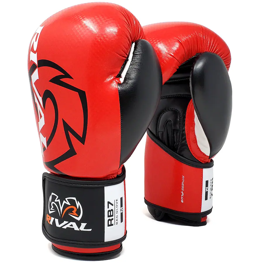 Rival Rb7 RIVAL Boxing RB7 Fitness Plus Hook and Loop Bag Gloves Medium Red/Black ...