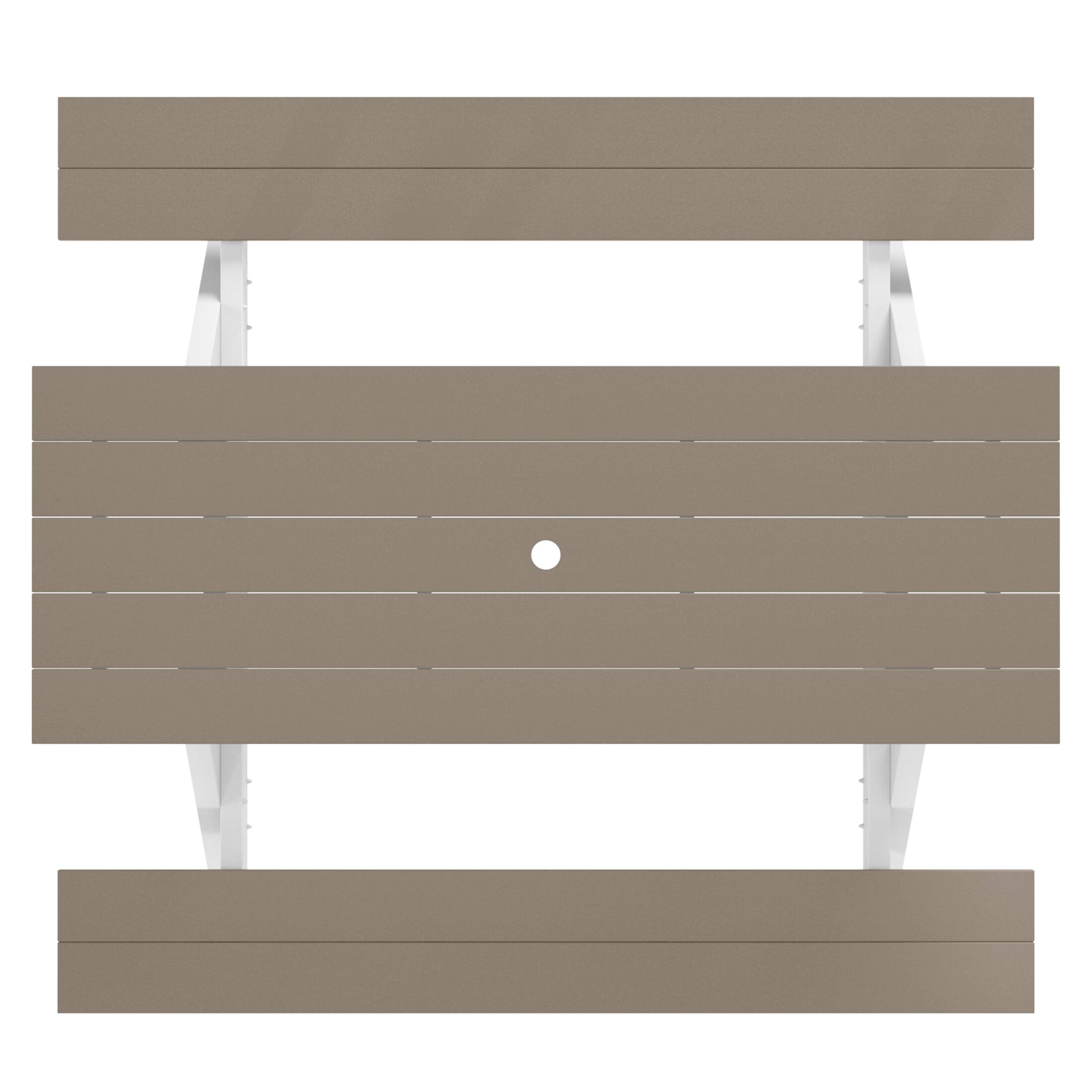 Alt View 1. WestinTrends - WestinTrends Greenville Outdoor 70" HDPE Plastic Picnic Table Bench With Umbrella Hole - Weathered Wood.