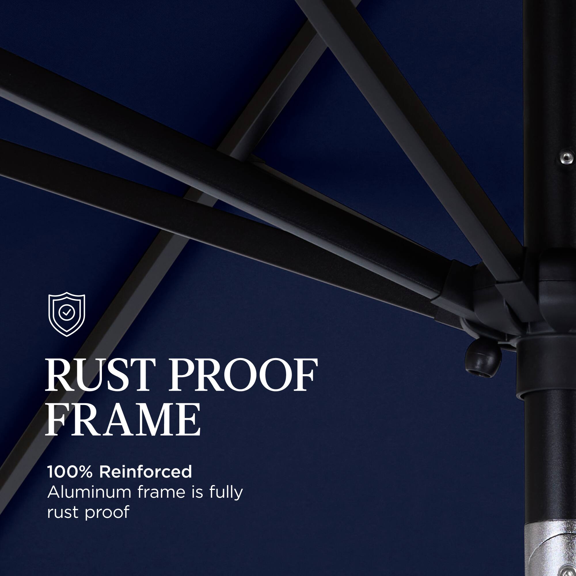 RUST PROOF FRAME  
100% Reinforced Aluminum frame is fully rust proof