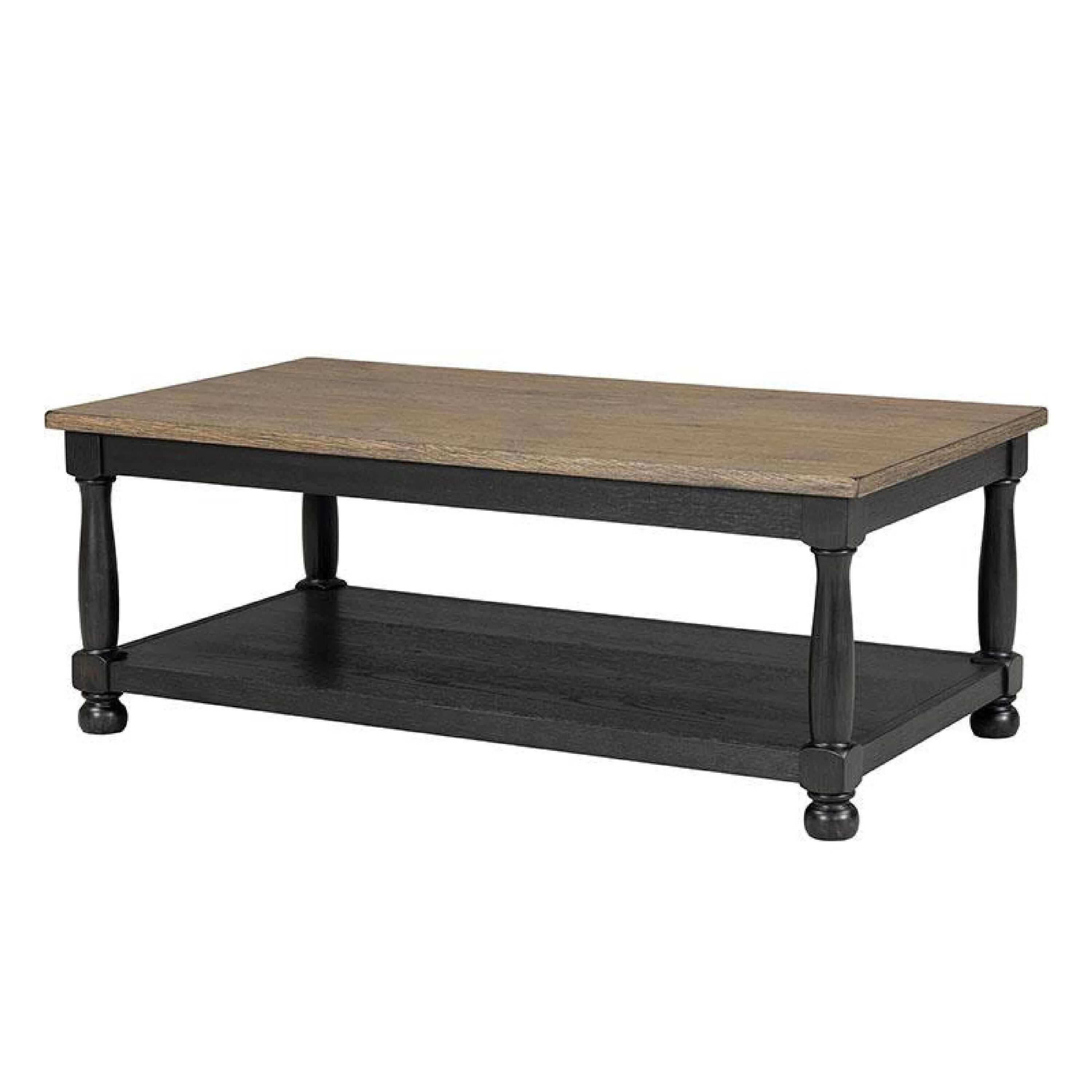 Angle. Manhattan Lane - Ginie Coffee Table, 2 Tone Rustic Black, Brown Rubberwood, 48 Inch - Black, Brown.
