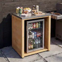 Famapy - Modular Solid Cedar Outdoor Kitchen Cabinets - All-Weather Storage with Stainless Steel Top for Patio, Grill Station - Wooden