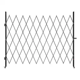 VEVOR - Single Folding Security Gate, Lockable Scissor Gate with 360° Swivel Casters, Outdoor Barricade Steel Retractable Gates - Black