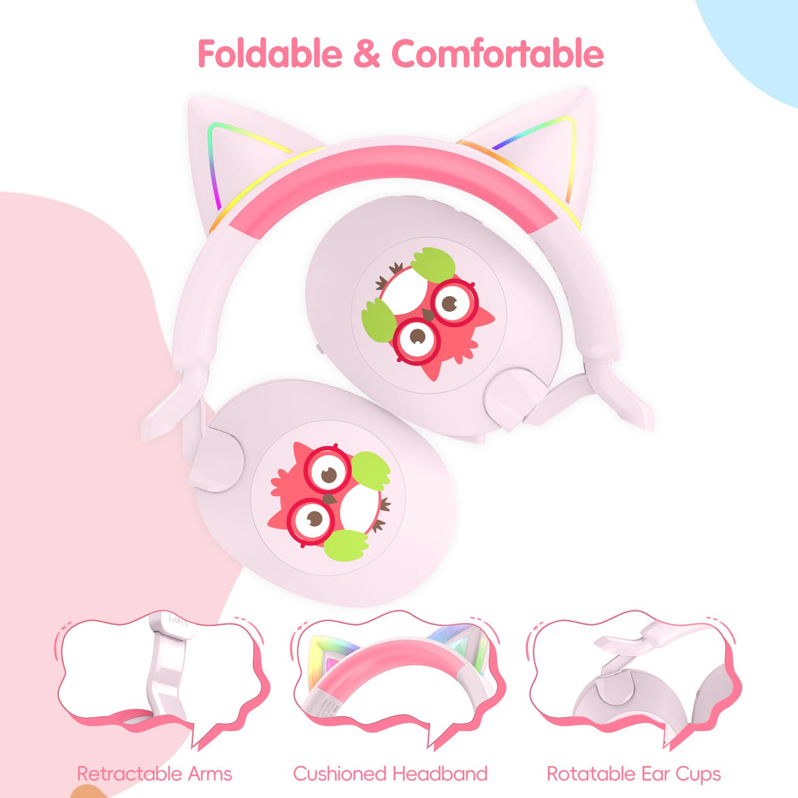 Foldable & Comfortable

Retractable Arms
Cushioned Headband
Rotatable Ear Cups