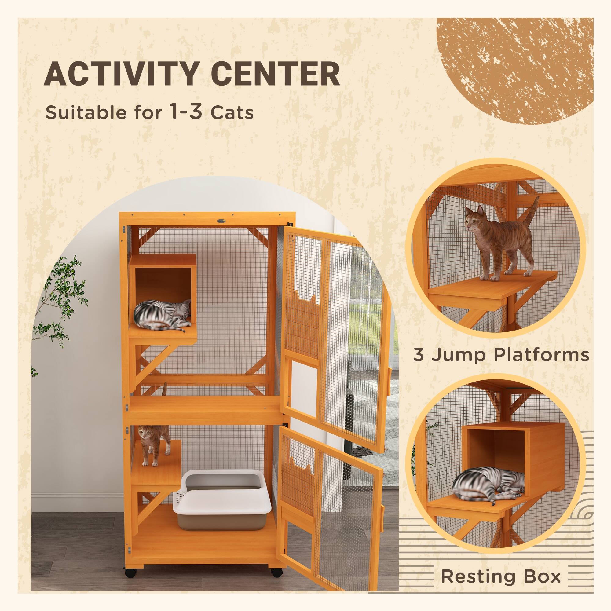 ACTIVITY CENTER  
Suitable for 1-3 Cats  

3 Jump Platforms  
Resting Box