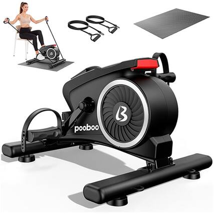 Front. Pooboo - Under Desk Quiet Magnetic Mini Exercise With Arm & Leg Workout for Home Office. - Black.