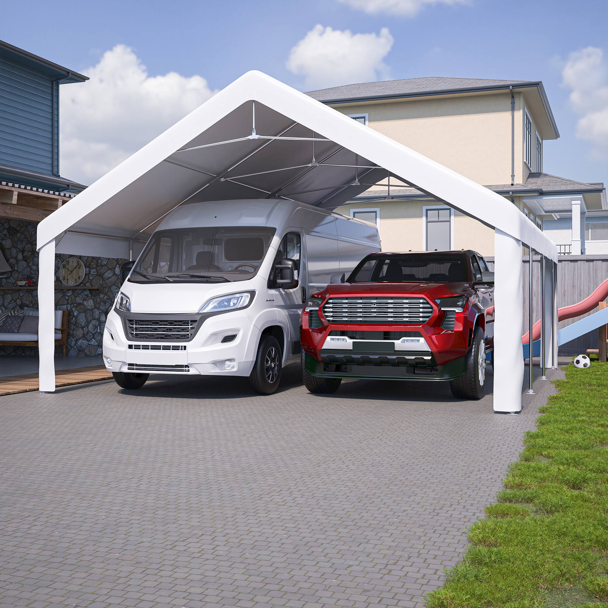 Alt View 8. Tiramisubest - 20x20 FT Detachable Side Event Shelter with Carport Capability and Storage Solutions.