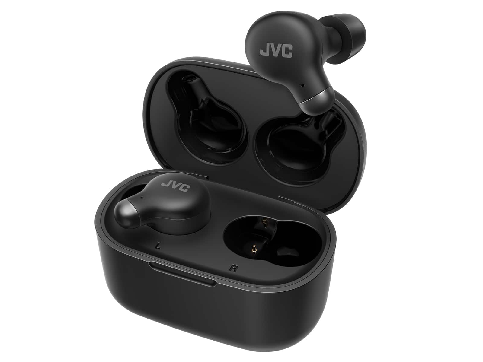 Left. JVC - Marshmallow Plus True Wireless Headphones with Noise Cancelling - Black.