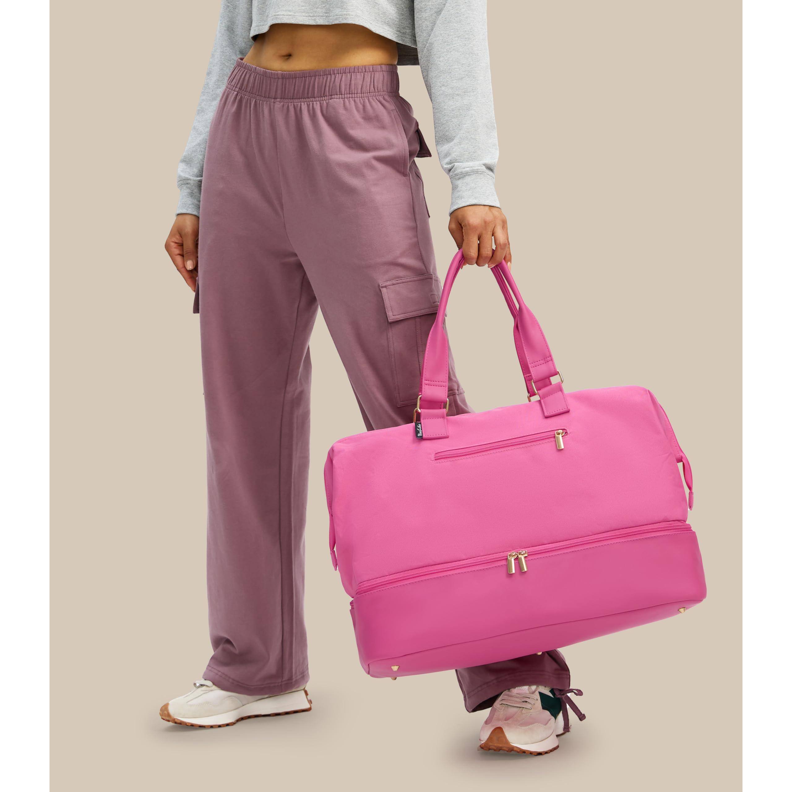 Back. Fabibe - Weekender Bags For Women Large Travel Duffel Bag With Shoes Compartment Carry On Overnight Tote Toiletry - 45L-Navy-45L.