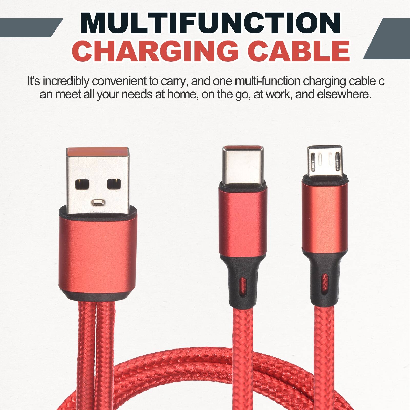 MULTIFUNCTION CHARGING CABLE

It's incredibly convenient to carry, and one multi-function charging cable can meet all your needs at home, on the go, at work, and elsewhere.