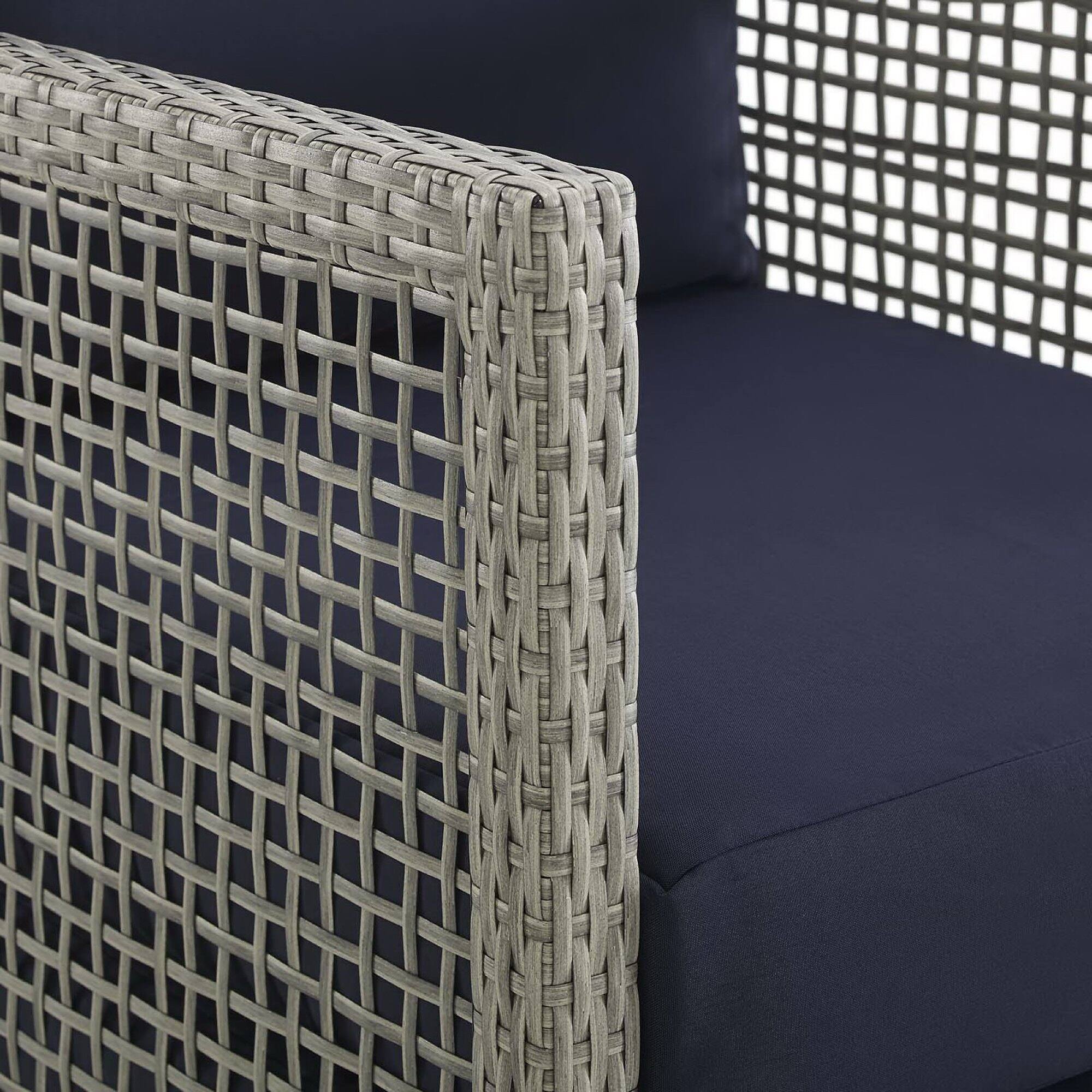 Alt View 4. Modway - Aura 3 Piece Outdoor Patio Wicker Rattan Set by Modway - Gray Navy.