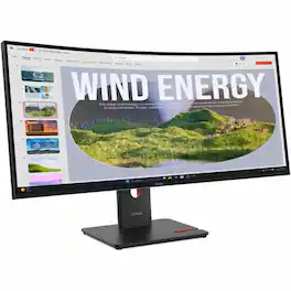 Lenovo - ThinkVision T34WD-40 34" Class UW-QHD Curved Screen LED Monitor - 21:9 - Eclipse 34" Viewable - Vertical - Black