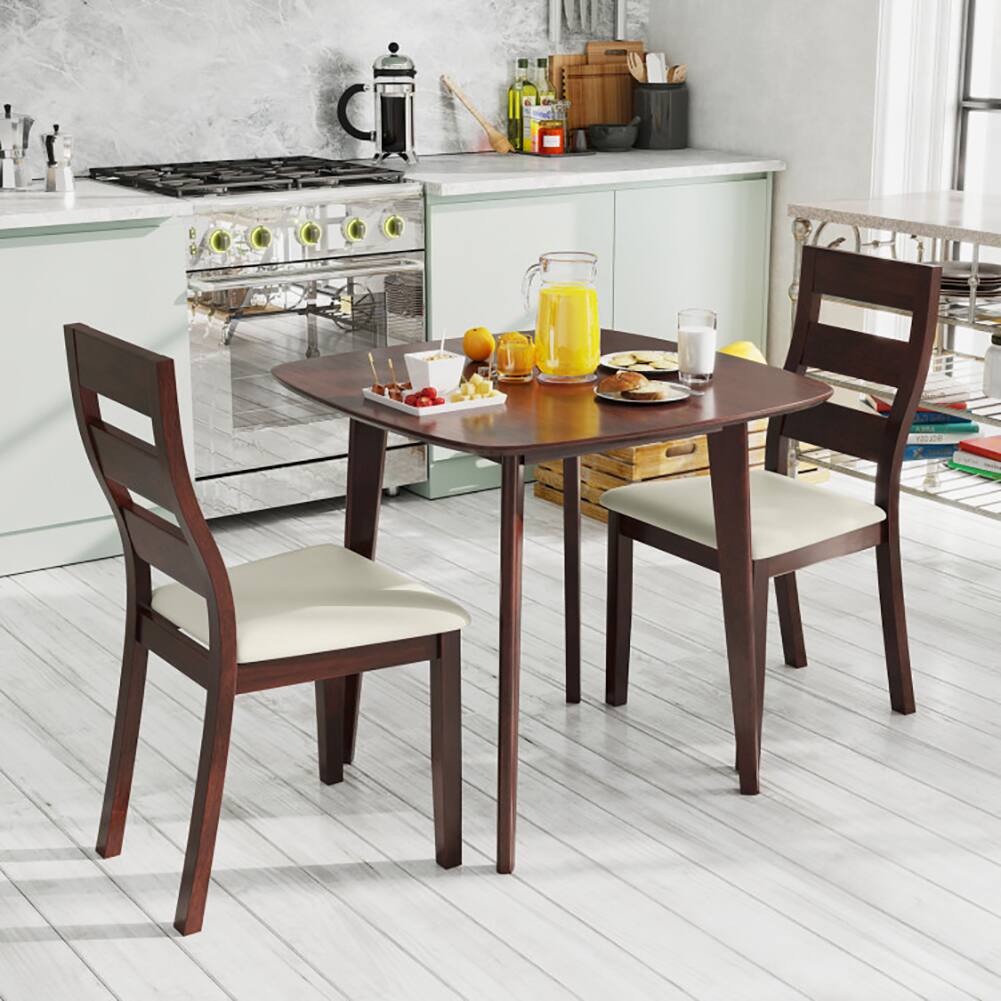 Alt View 1. Pefilos - 3-Piece Dining Table Set with Wooden Square Kitchen Table and 2 Chairs, Dining Room Sets for Indoor as Home - Brown.