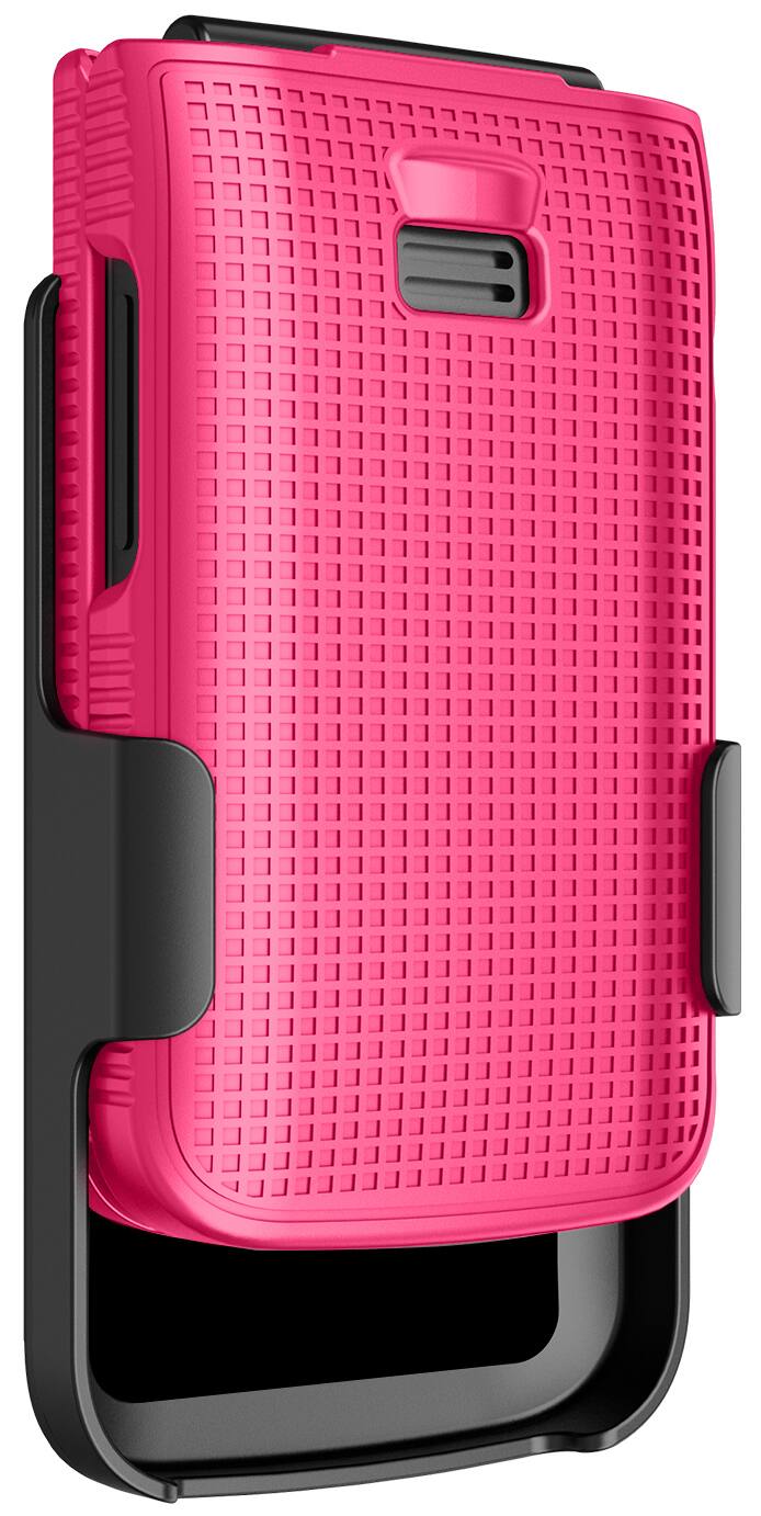 Alt View 6. Nakedcellphone - Combo for TCL Flip 3 Phone - Hard Case and Belt Clip Holster - Pink.