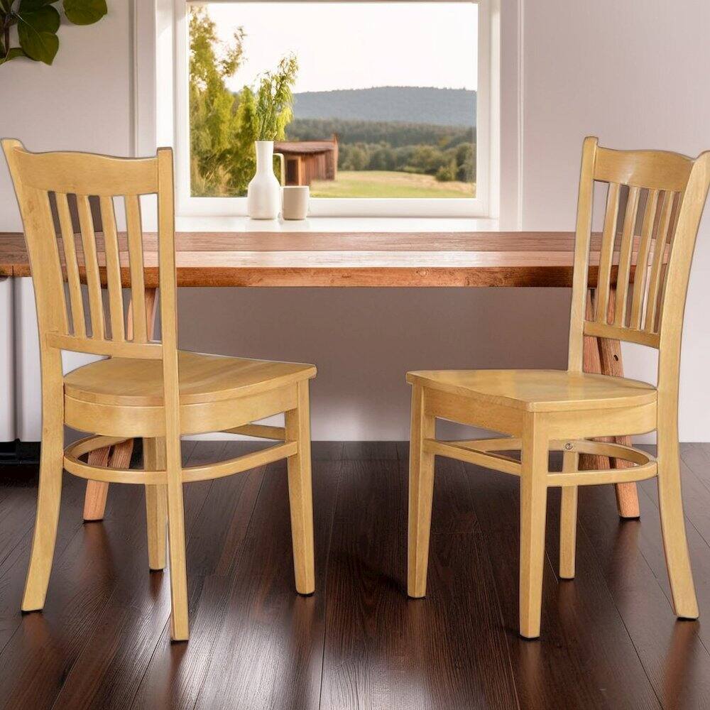Back. FurniFact - Elegant Wooden Dining Chairs Set of 2 Sturdy Kitchen and Dining Chairs - Oak.